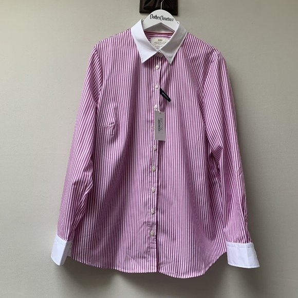 Hawes & Curtis Tops - Hawes & Curtis Ladies Shirt Blouse Size 18 Pink Stripe Semi Fitted *NEW*